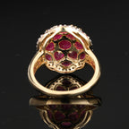 Natural Ruby Ring With White Topaz 4.60 Carats Gold Plated Silver