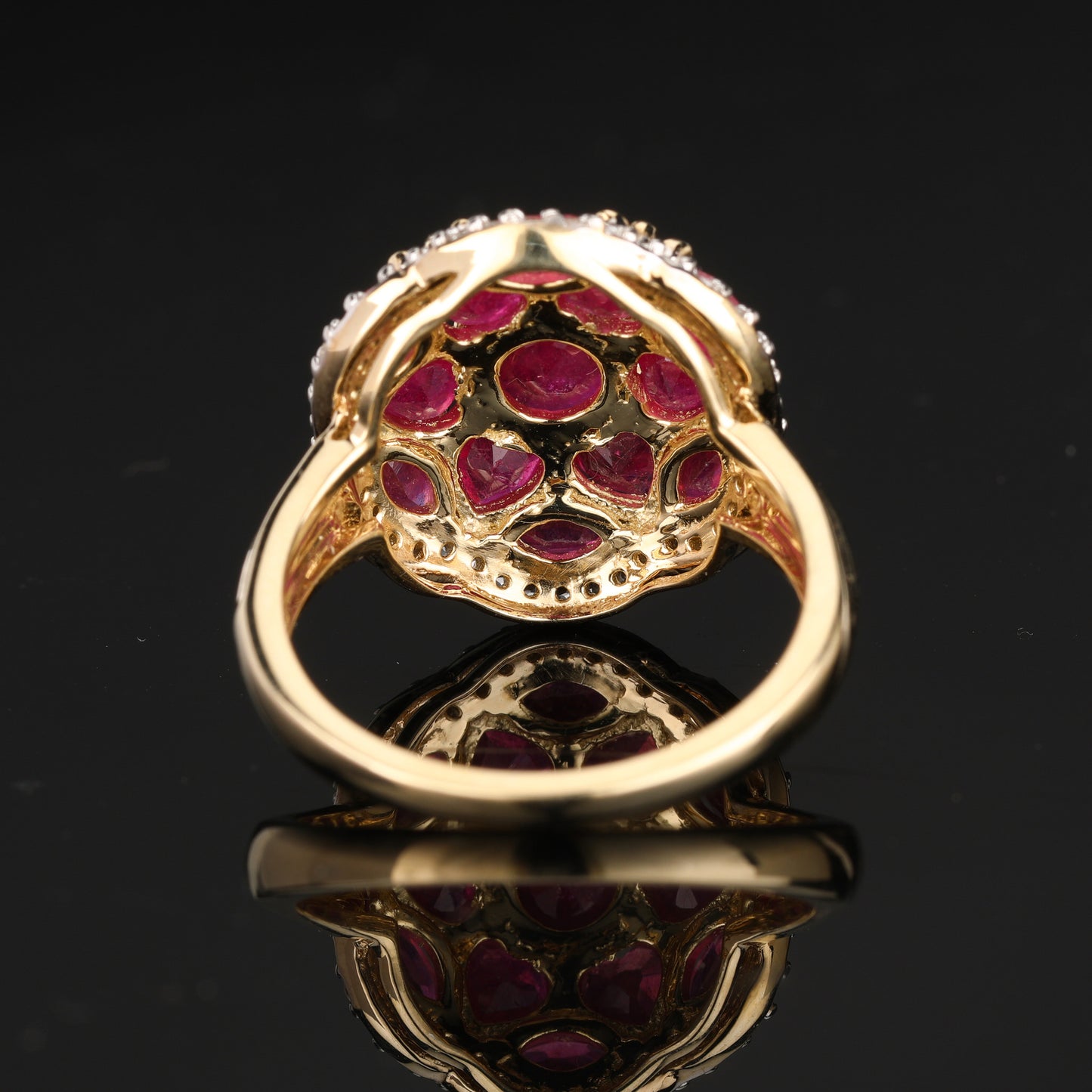 Natural Ruby Ring With White Topaz 4.60 Carats Gold Plated Silver