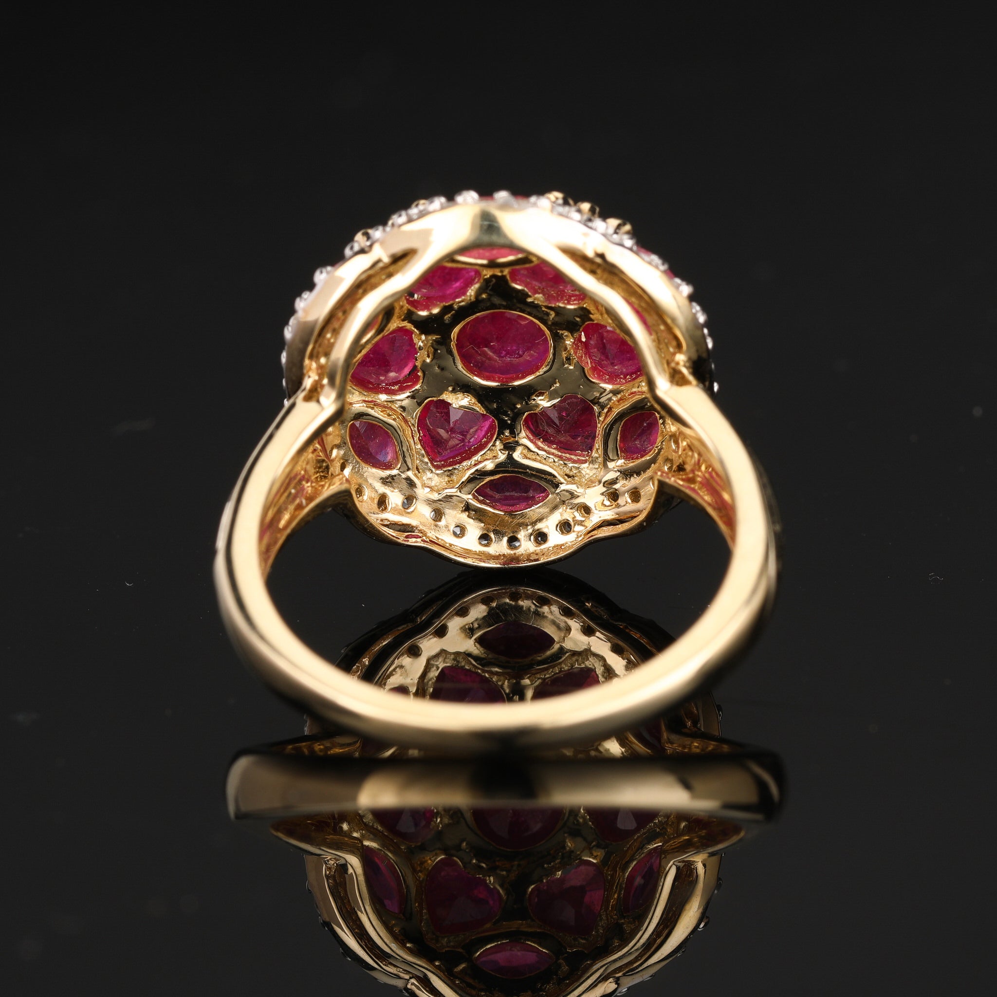 Natural Ruby Ring With White Topaz 4.60 Carats Gold Plated Silver
