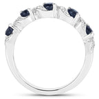Blue Sapphire Ring With White Topaz 0.6 Carats Sterling Silver