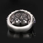Natural Tanzanite Cluster Ring With Diamonds 3.01 Carats Sterling Silver