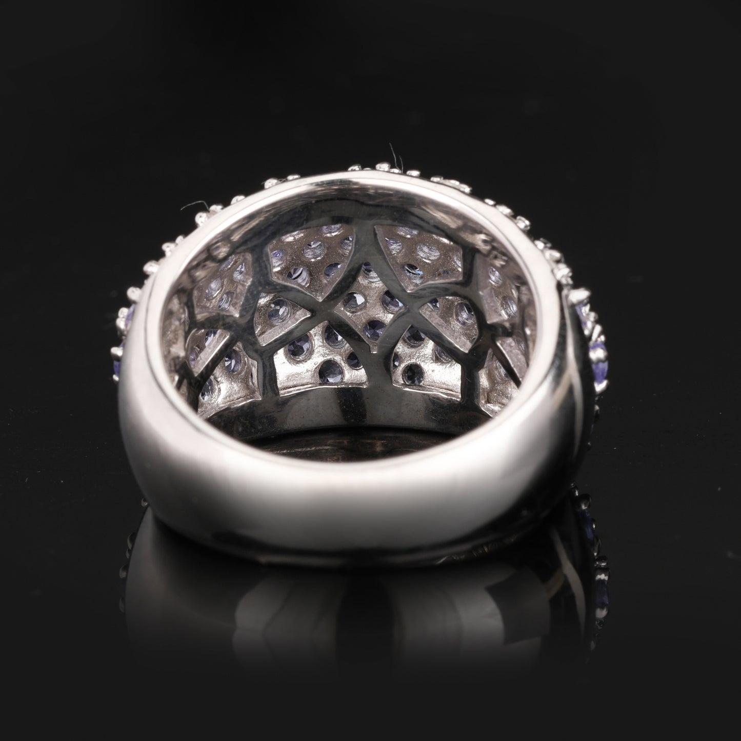 Natural Tanzanite Cluster Ring With Diamonds 3.01 Carats Sterling Silver