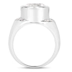 Crystal Quartz Ring With Diamonds 5.34 Carats Sterling Silver