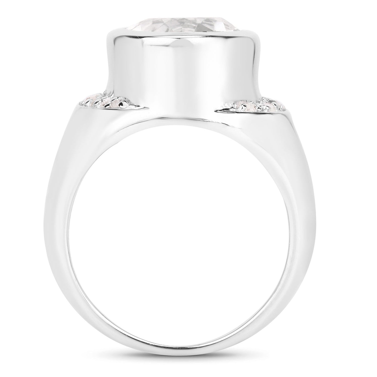Crystal Quartz Ring With Diamonds 5.34 Carats Sterling Silver