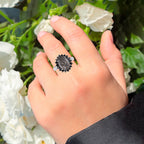 Black Rutile Ring With Black Spinel 5.90 Carats Sterling Silver