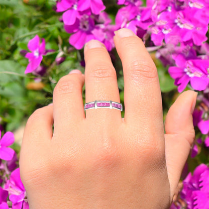 Natural Pink Sapphire Ring 1.08 Carats Sterling Silver