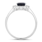 Blue Sapphire Ring With Diamonds 1.42 Carats 10K White Gold