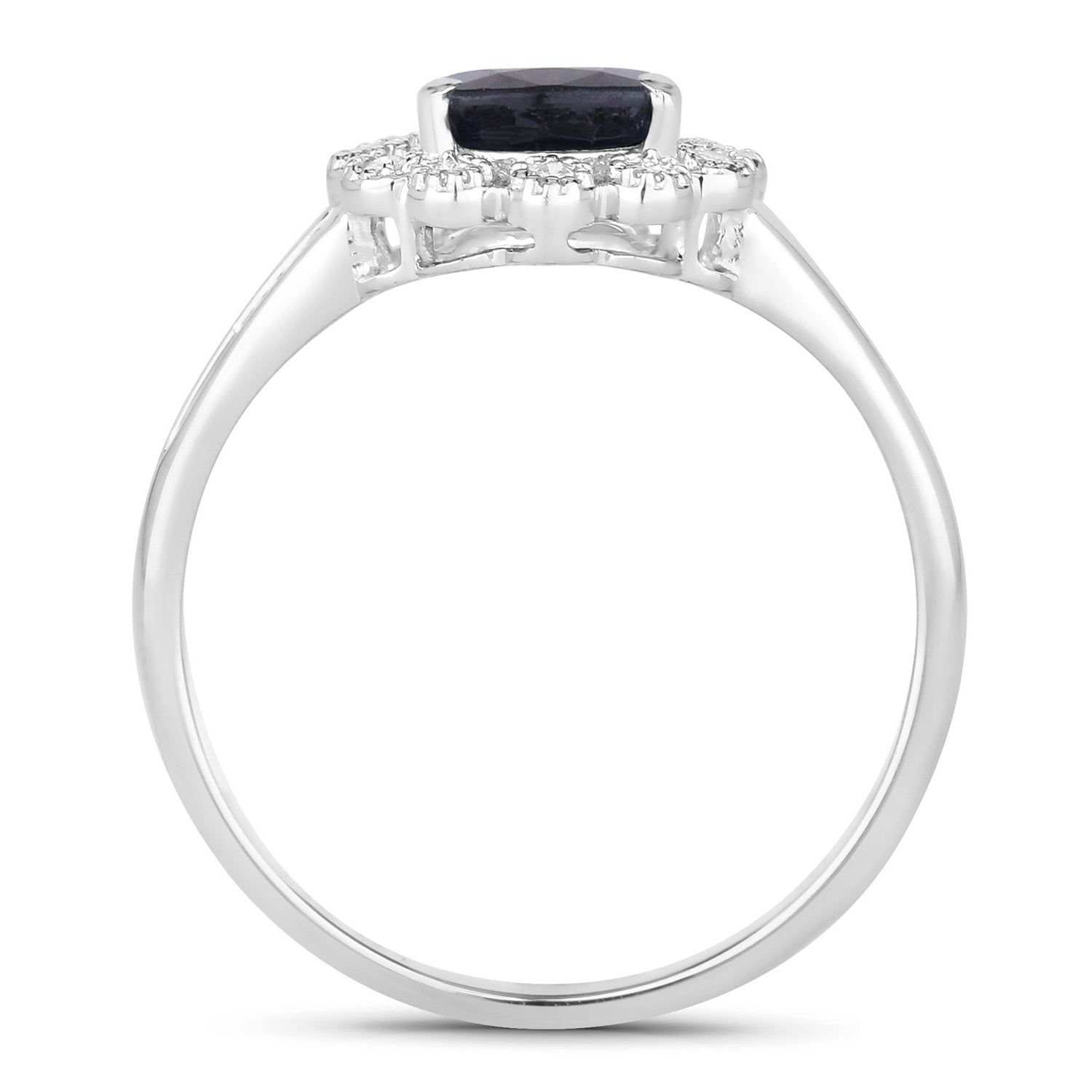 Blue Sapphire Ring With Diamonds 1.42 Carats 10K White Gold