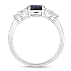 Blue Sapphire Ring With Diamonds 1.32 Carats 14K White Gold