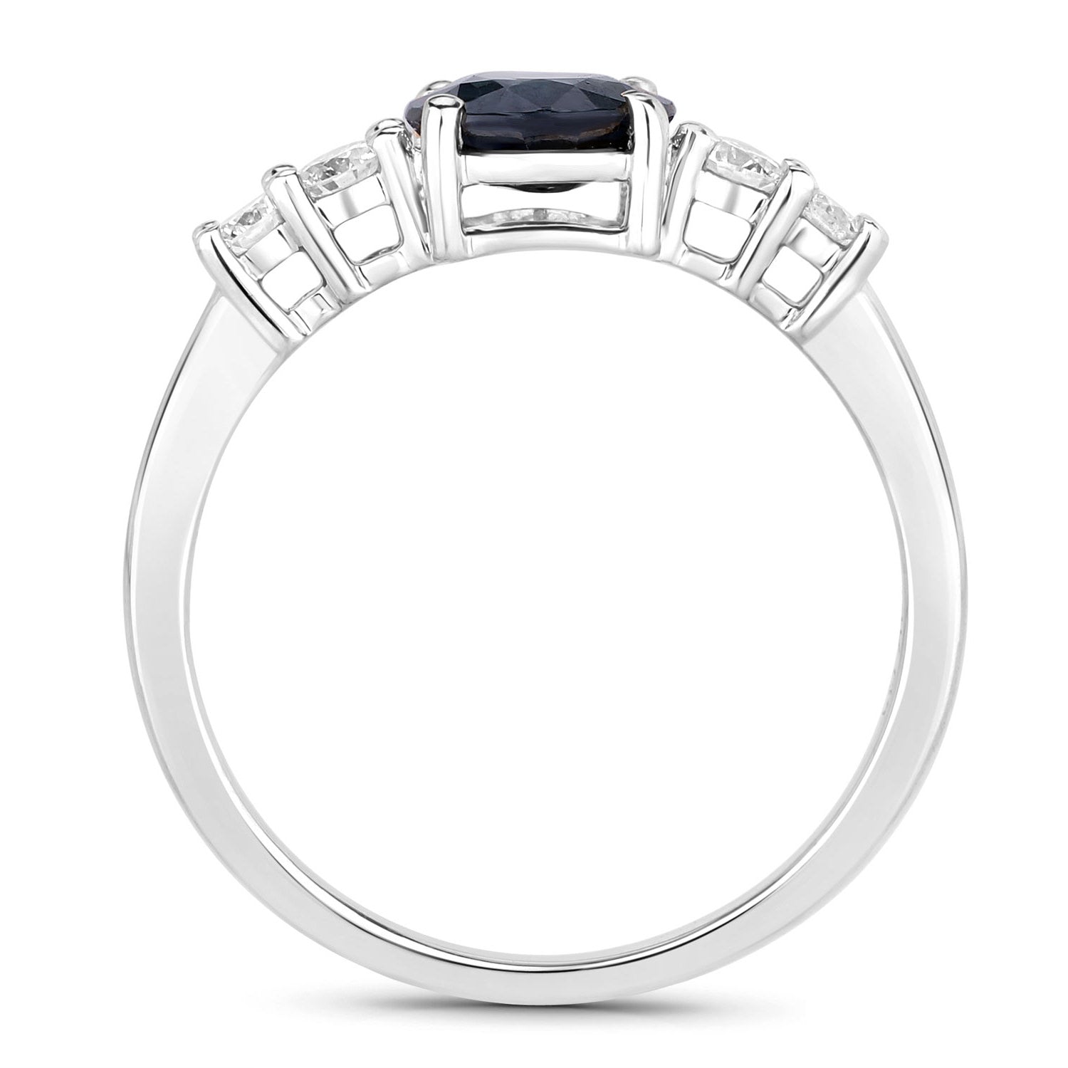 Blue Sapphire Ring With Diamonds 1.32 Carats 14K White Gold