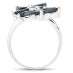 Blue Sapphire Ring 1.74 Carats Sterling Silver