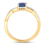 Blue Sapphire Ring With Diamonds 1.02 Carats 14K Yellow Gold
