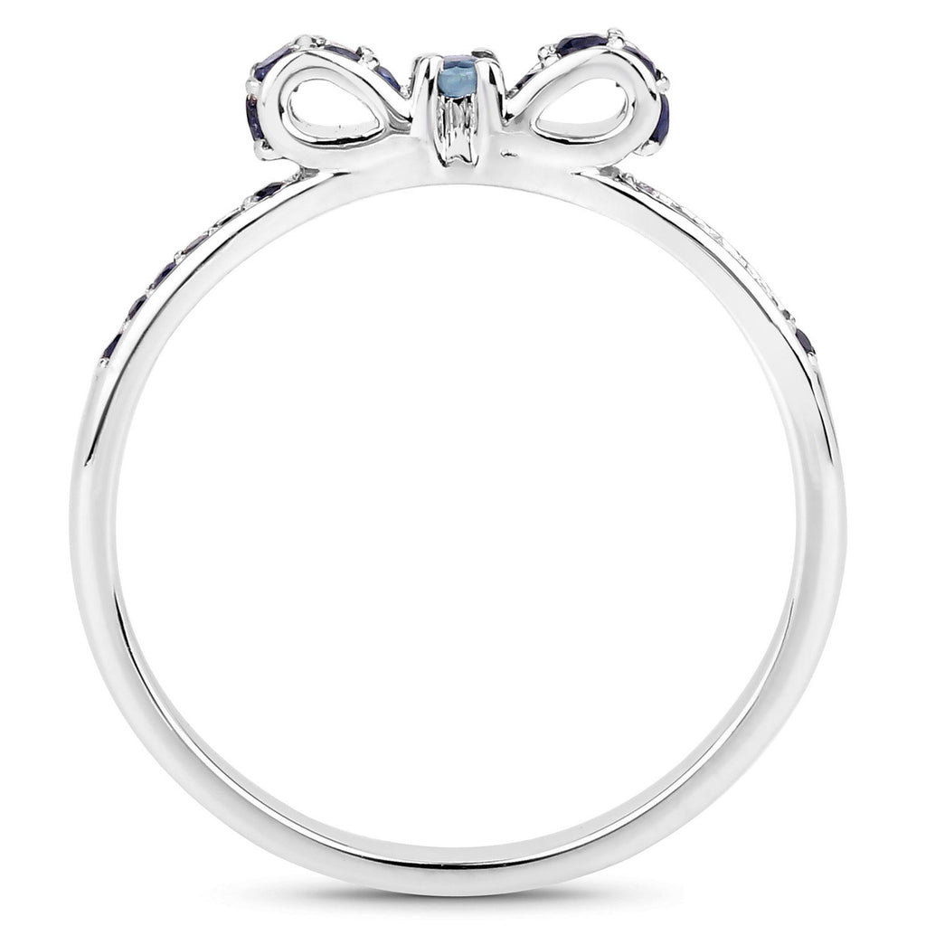 Blue Sapphire Ring 0.26 Carats 14K White Gold