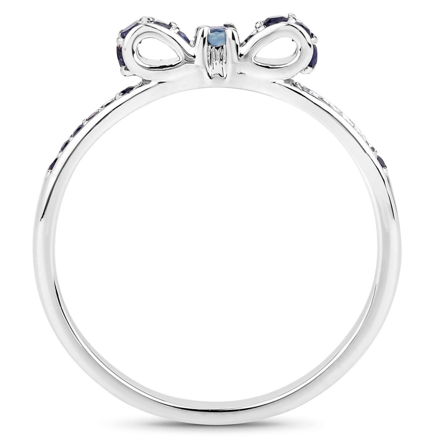 Blue Sapphire Ring 0.26 Carats 14K White Gold
