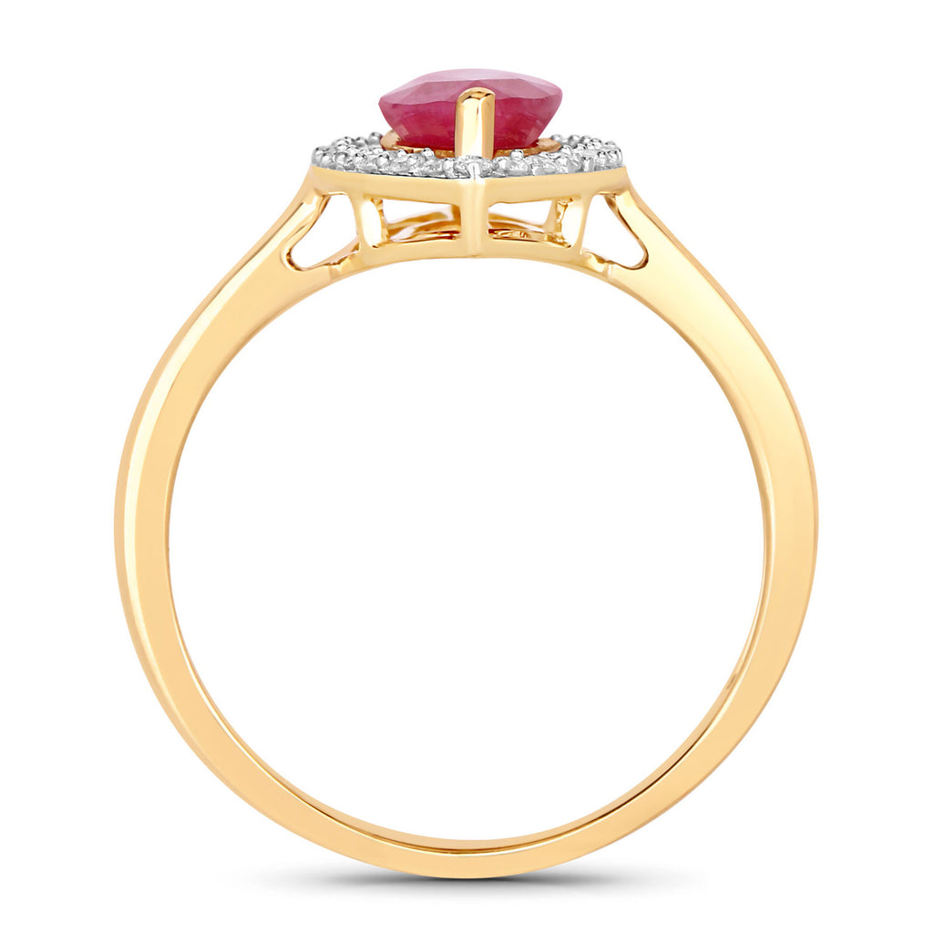 Ruby Ring With Diamonds 1.5 Carats 10K Yellow Gold