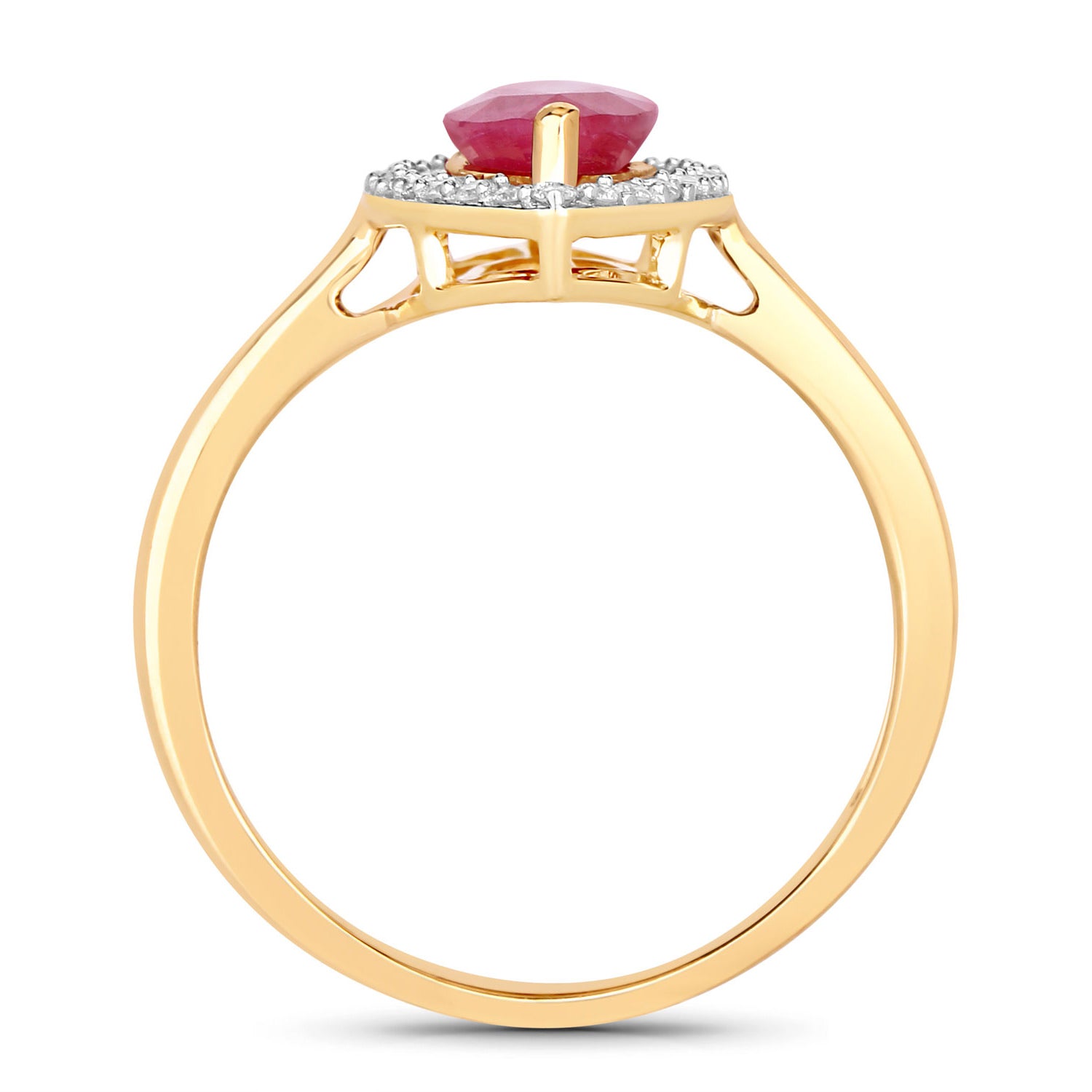 Ruby Ring With Diamonds 1.5 Carats 10K Yellow Gold