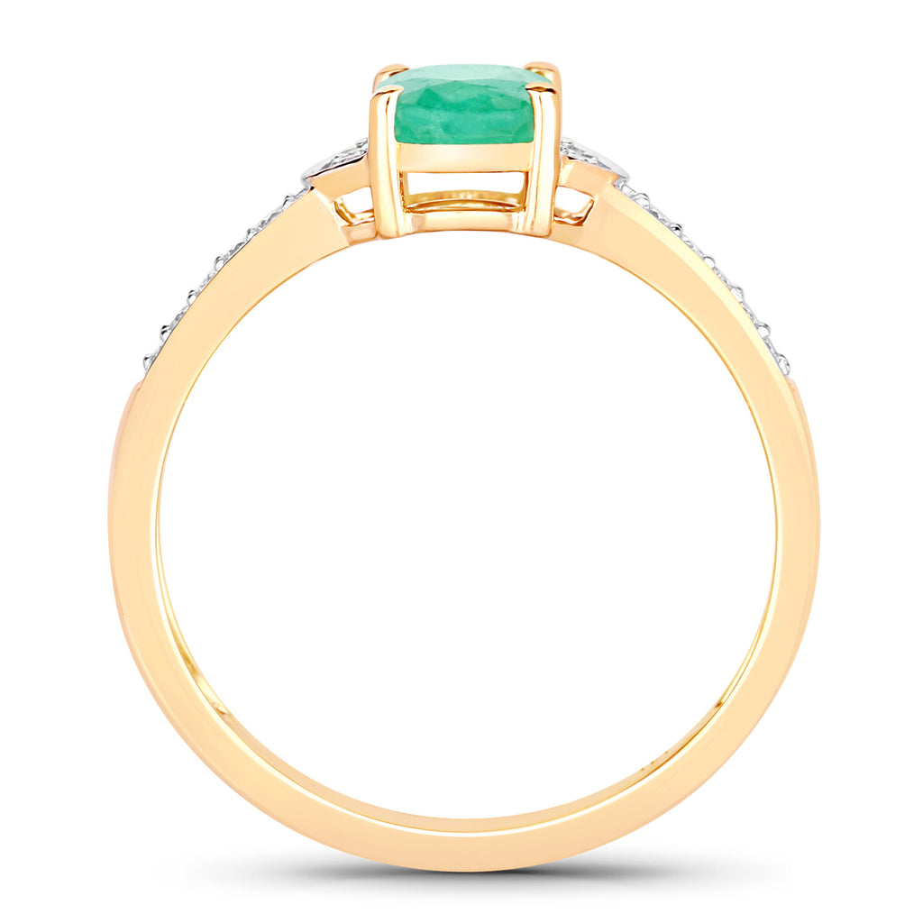 Zambian Emerald Ring With Diamonds 0.79 Carats 10K Yellow Gold