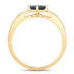 Blue Sapphire Ring With Diamonds 0.86 Carats 10K Yellow Gold