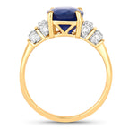 Blue Sapphire Ring With Diamonds 4.22 Carats 18K Yellow Gold