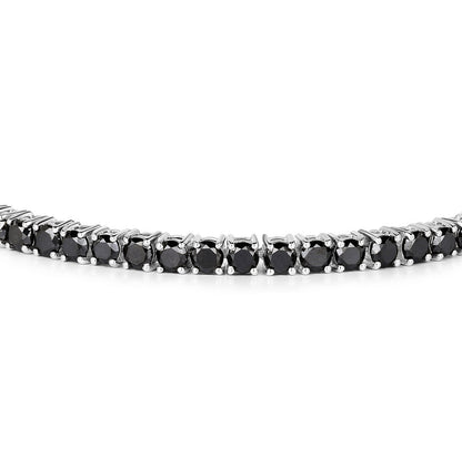 Black Diamond Tennis Bracelet 5.40 Carats 18K White Gold Plated Sterling Silver