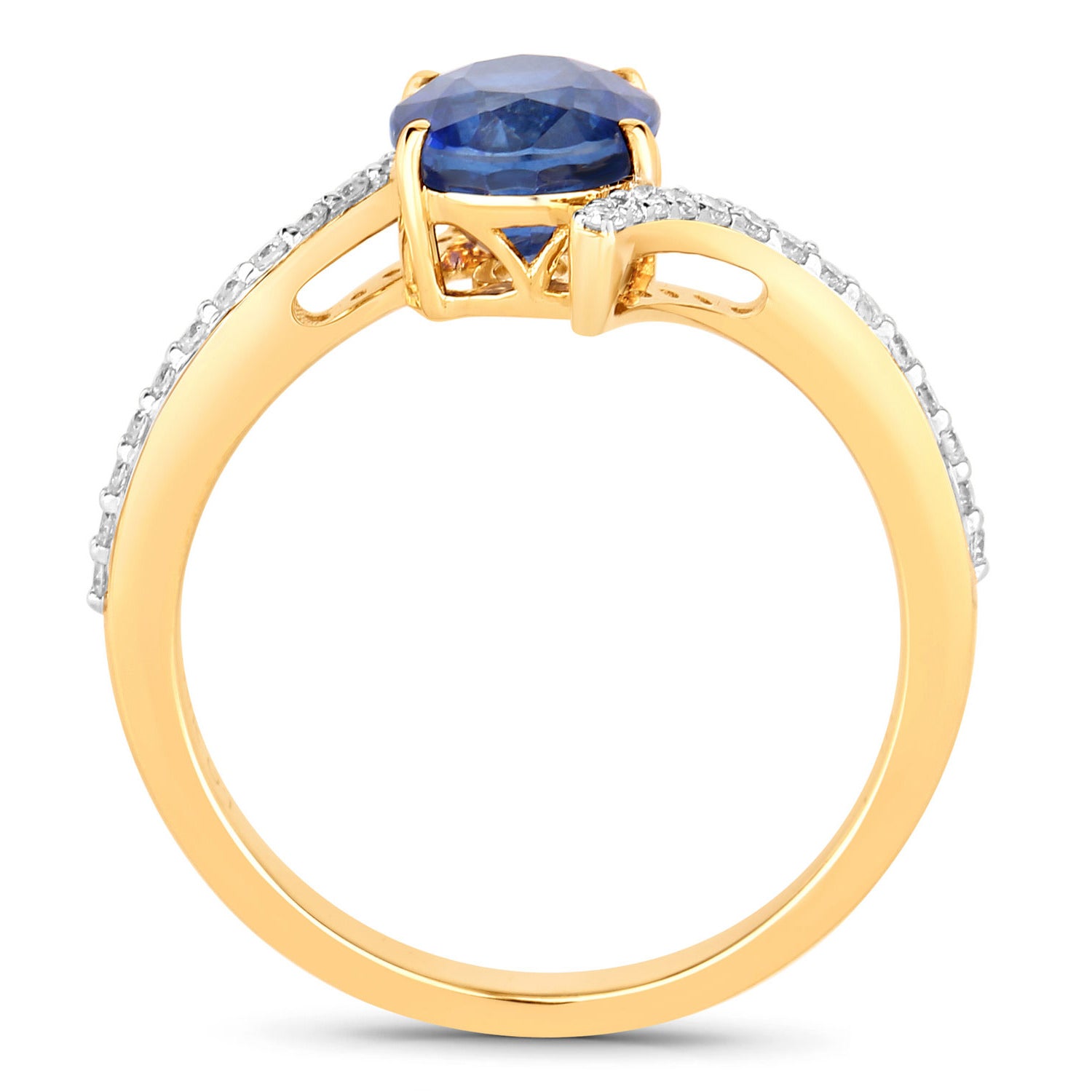 Blue Sapphire Ring With Diamonds 2.38 Carats 18K Yellow Gold