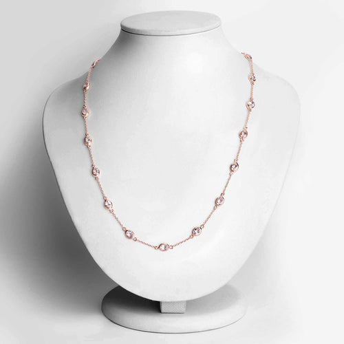 Morganite Necklace 4.48 Carats Gold Plated Silver