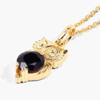 Garnet Owl Pendant 0.98 Carats Gold Plated Silver