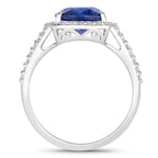 Blue Sapphire Ring With Diamonds 4.54 Carats 18K White Gold