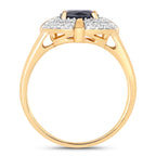Blue Sapphire Ring With Diamonds 1.66 Carats 10K Yellow Gold