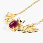 Ruby Bat Necklace With Black Spinel 1.16 Carats Gold Plated Silver