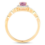 Pink Sapphire Ring With Diamonds 0.74 Carats 14K Yellow Gold