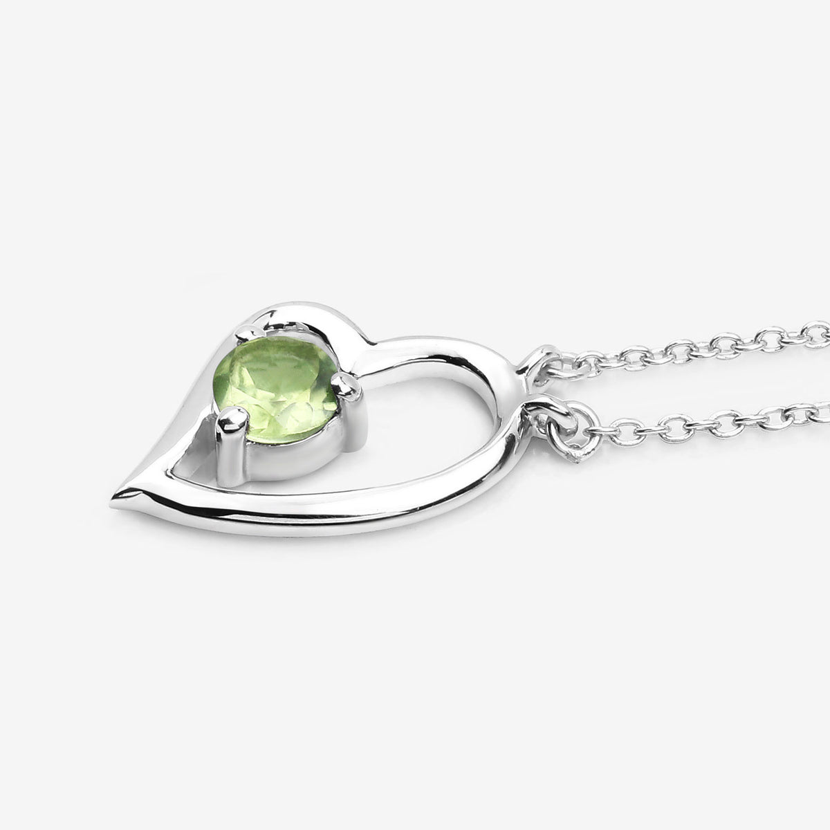 Peridot Heart Necklace 0.5 Carats Sterling Silver