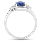 Blue Sapphire Ring With Diamonds 2.04 Carats 18K White Gold