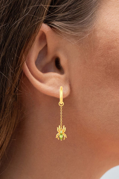 Peridot Spider Earrings 0.48 Carats Gold Plated Silver