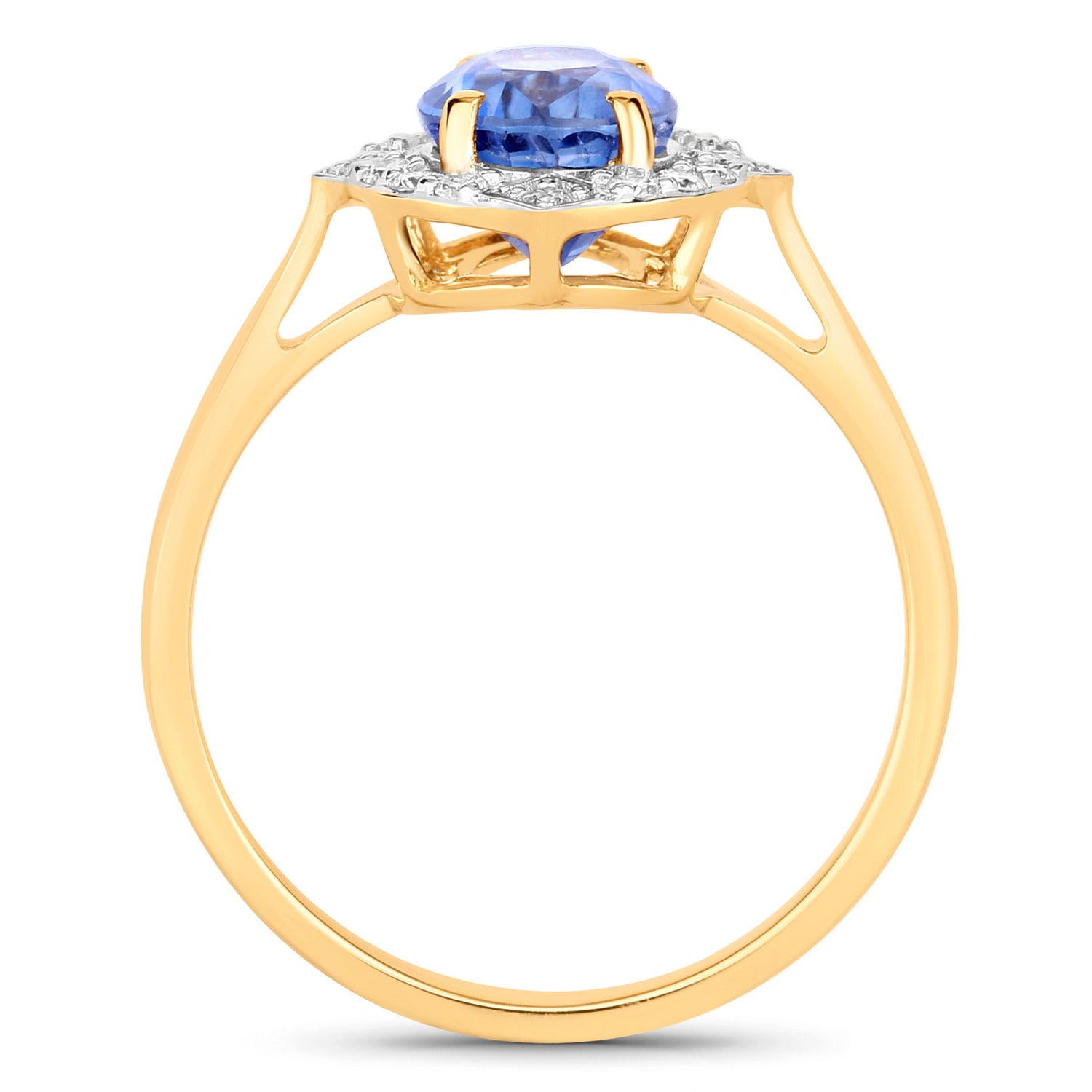 Blue Sapphire Ring With Diamonds 2.12 Carats 18K Yellow Gold