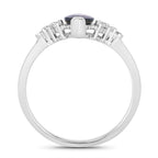 Blue Sapphire Ring With Diamonds 1.44 Carats 14K White Gold