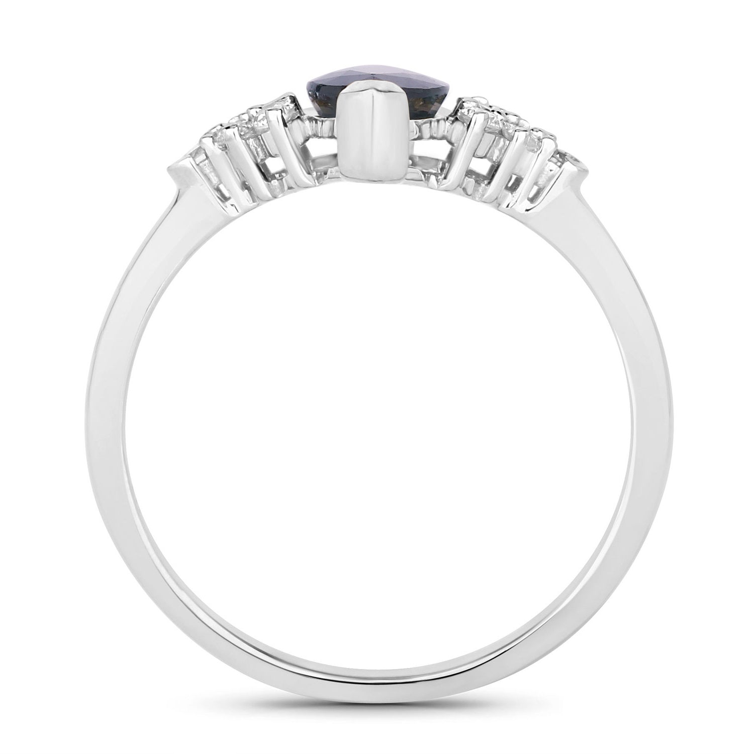 Blue Sapphire Ring With Diamonds 1.44 Carats 14K White Gold