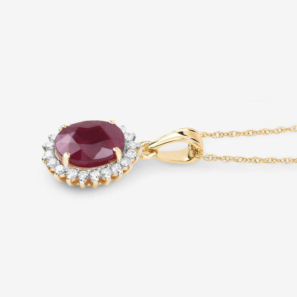 Ruby Pendant With Diamonds 1.56 Carats 10K Yellow Gold