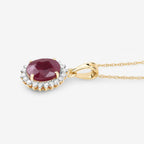 Ruby Pendant With Diamonds 1.56 Carats 10K Yellow Gold