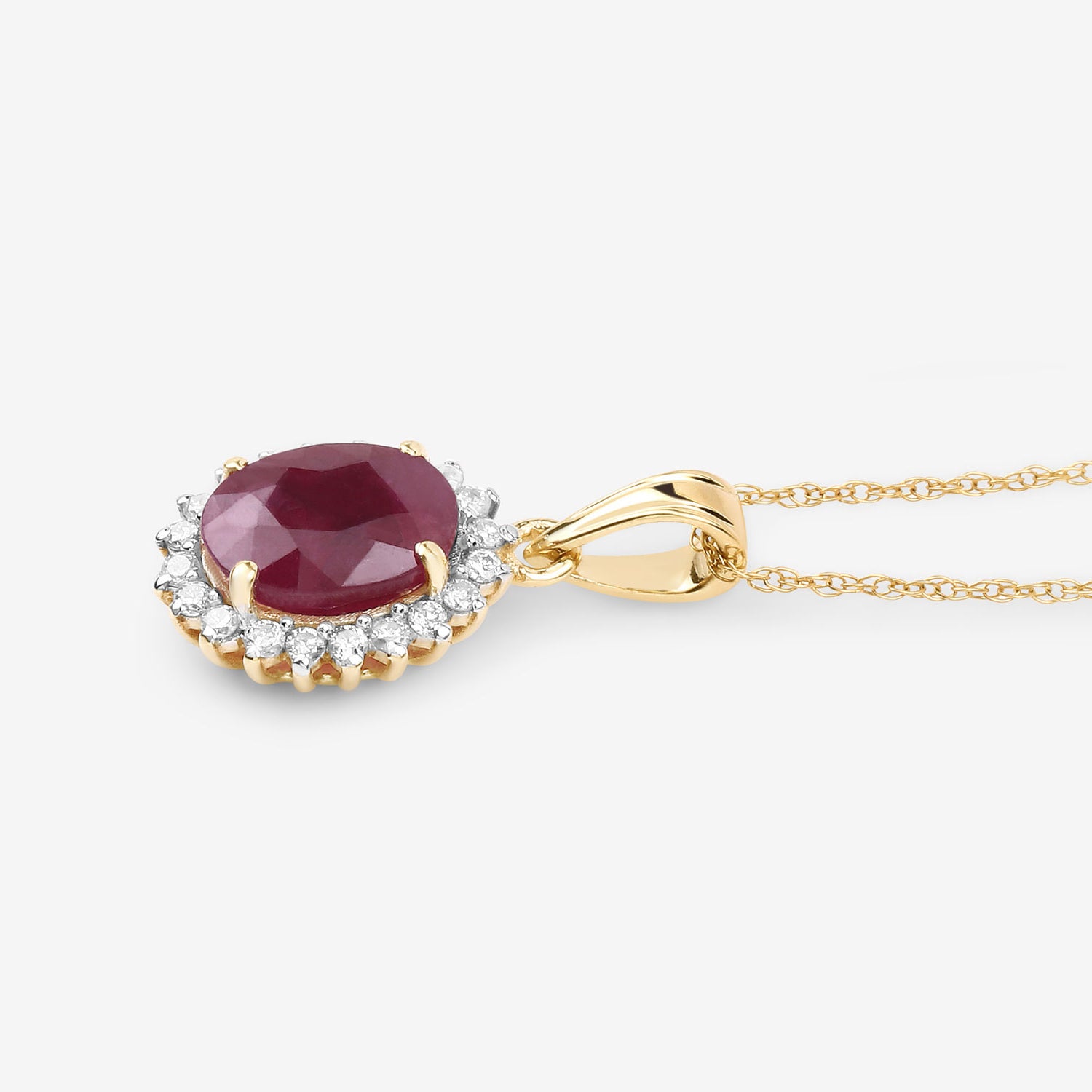 Ruby Pendant With Diamonds 1.56 Carats 10K Yellow Gold
