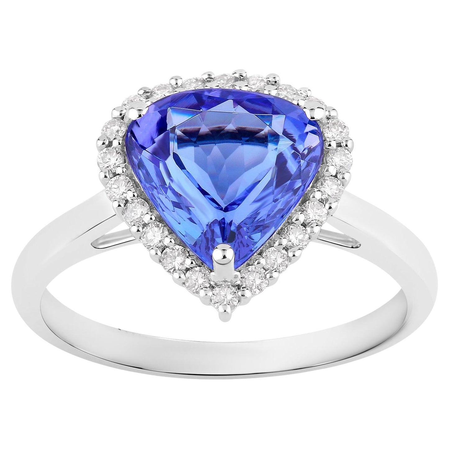 Tanzanite Ring Diamonds 2.59 Carats 14K White Gold