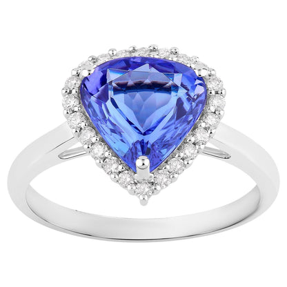 Tanzanite Ring Diamonds 2.59 Carats 14K White Gold