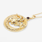 Garnet Capricorn Pendant 0.28 Carats Gold Plated Silver