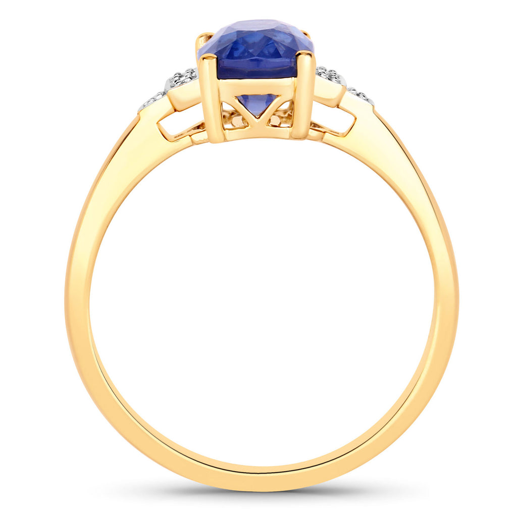 Blue Sapphire Ring With Diamonds 2.14 Carats 18K Yellow Gold
