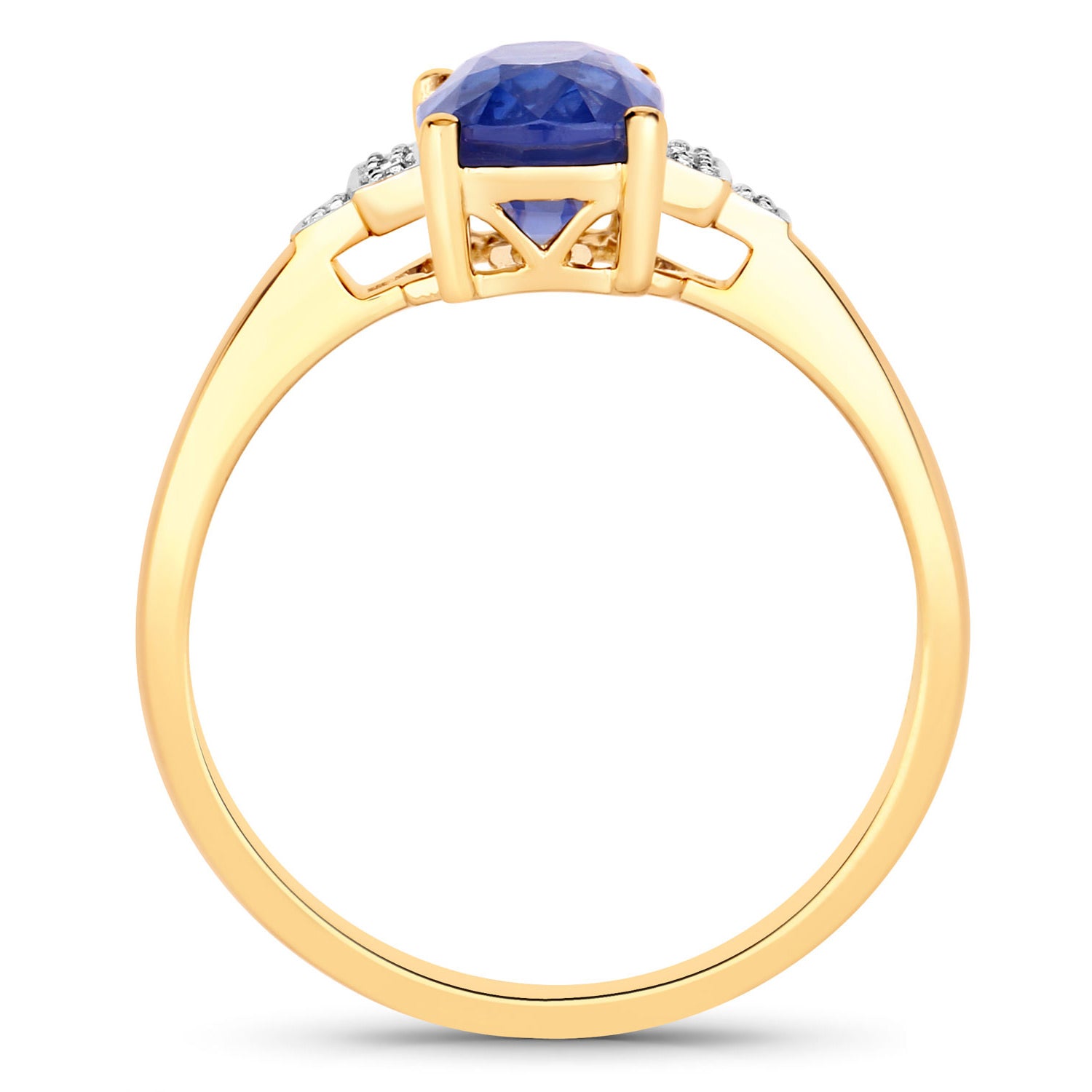 Blue Sapphire Ring With Diamonds 2.14 Carats 18K Yellow Gold