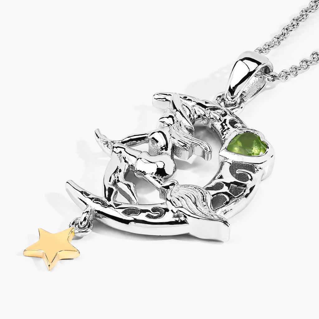 Peridot Flying Witch Pendant 0.24 Carats Sterling Silver