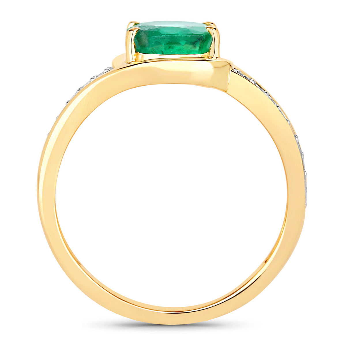 Zambian Emerald Ring With Diamonds 1.58 Carats 14K Yellow Gold