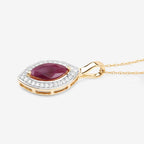 Ruby Pendant With Diamonds 1.5 Carats 10K Yellow Gold