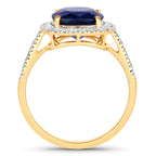 Blue Sapphire Ring With Diamonds 3.72 Carats 18K Yellow Gold