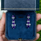 Amethyst Earrings With Blue Topaz 4.86 Carats Sterling Silver